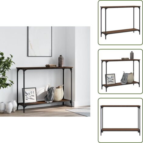 The Living Store Mesa consola madera de ingeniería marrón roble 101x30,5x75 cm - Mesa de entrada