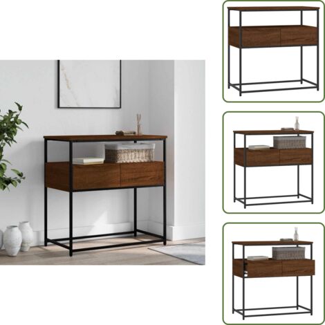 The Living Store Mesa consola madera de ingeniería marrón roble 75x40x75 cm - Mesa de entrada