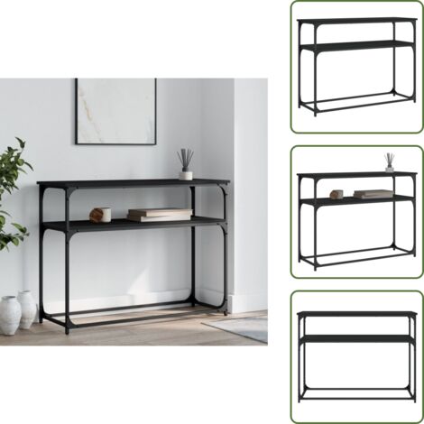 The Living Store Mesa consola madera de ingeniería negra 100x35,5x75 cm - Mesa de entrada