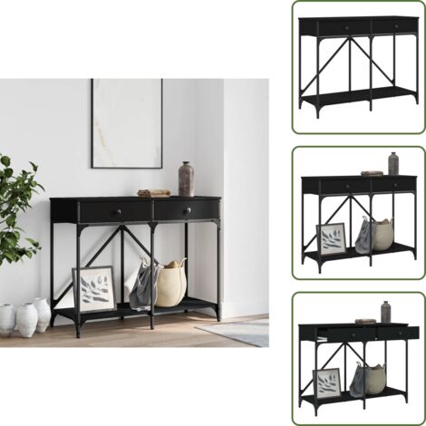 The Living Store Mesa consola madera de ingeniería negra 100x39x78,5 cm - Mesa de pasillo