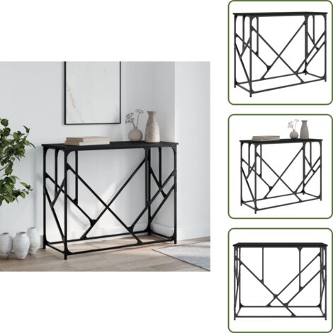 The Living Store Mesa consola madera de ingeniería negra 100x40x80 cm - Mesa de entrada