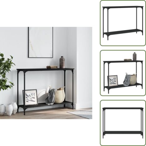 The Living Store Mesa consola madera de ingeniería negra 101x30,5x75 cm - Mesa de entrada