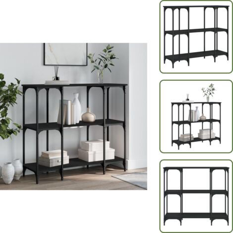 The Living Store Mesa consola madera de ingeniería negra 102x35x90 cm - Mesa de pasillo