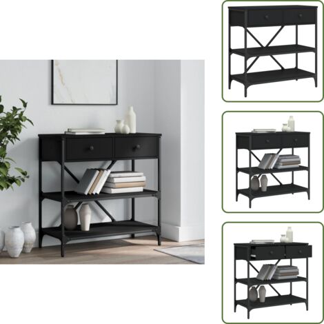 The Living Store Mesa consola madera de ingeniería negro 75x34,5x75 cm - Mesa de pasillo