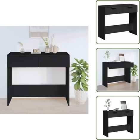 The Living Store Mesa consola madera de ingeniería negro 90x36x75 cm - Mesa de consola