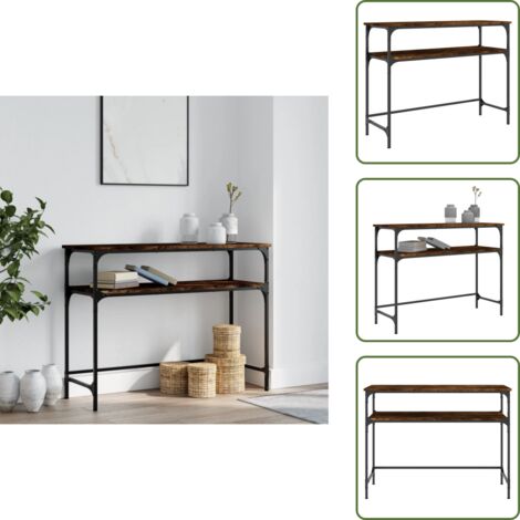 The Living Store Mesa consola madera de ingeniería roble ahumado 100x35,5x75 cm - Mesa de entrada
