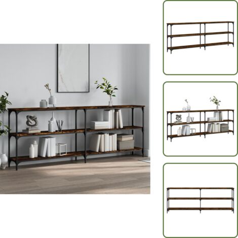 The Living Store Mesa consola madera de ingeniería roble ahumado 200x29x75 cm - Mesa de pasillo