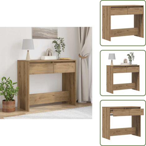 The Living Store Mesa consola madera de ingeniería roble artesanal 89x41x76,5 cm - Madera de ingeniería
