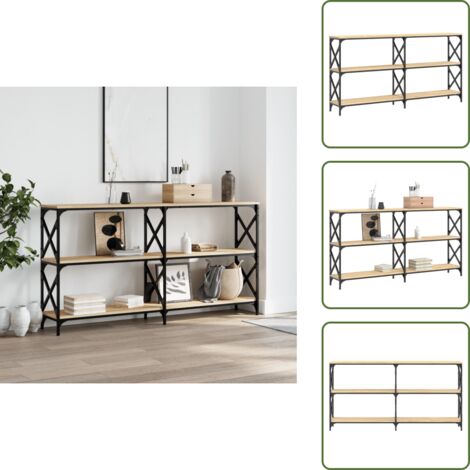 The Living Store Mesa consola madera de ingeniería roble Sonoma 156x28x80,5 cm - Mesa de pasillo