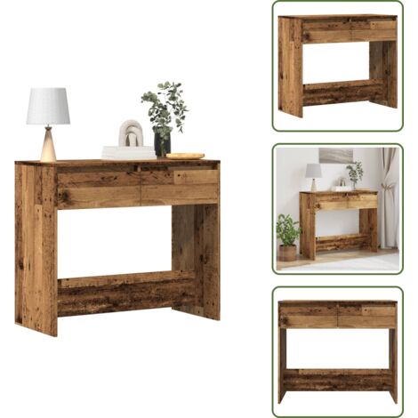The Living Store Mesa consola madera ingeniería madera envejecida 89x41x76,5 cm - Madera envejecida