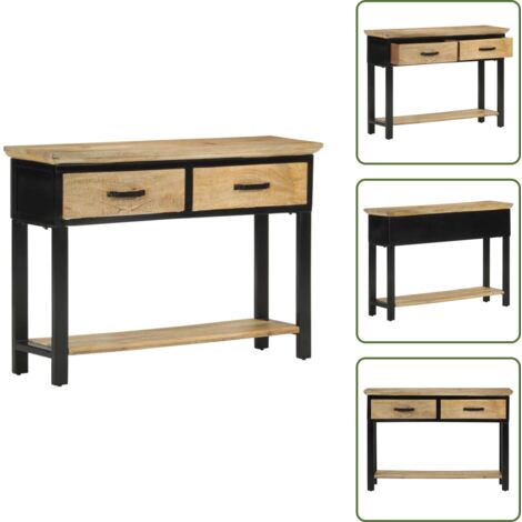 The Living Store Mesa consola madera maciza de mango rugosa 110x30x75 cm - Madera maciza