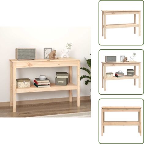 The Living Store Mesa consola madera maciza de pino 110x40x75 cm - Madera maciza