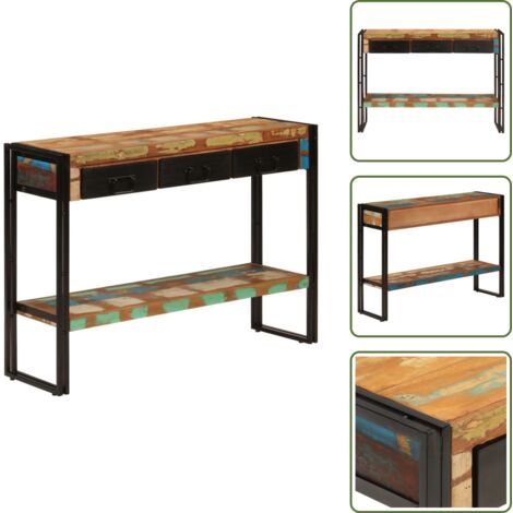The Living Store Mesa consola madera maciza reciclada 110x30x76 cm - Madera reciclada