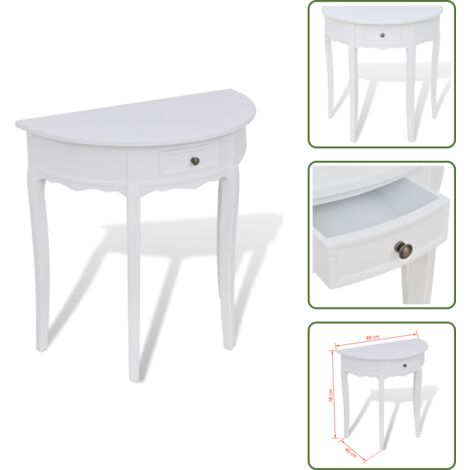 The Living Store Mesa consola semicircular con cajón blanca - Mesa de salón