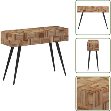 The Living Store Mesa consola teca reciclada maciza 110x34x80 cm - Mesa de entrada
