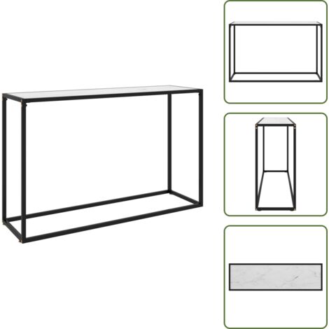 The Living Store Mesa consola vidrio templado blanco 120x35x75 cm - Mesa auxiliar