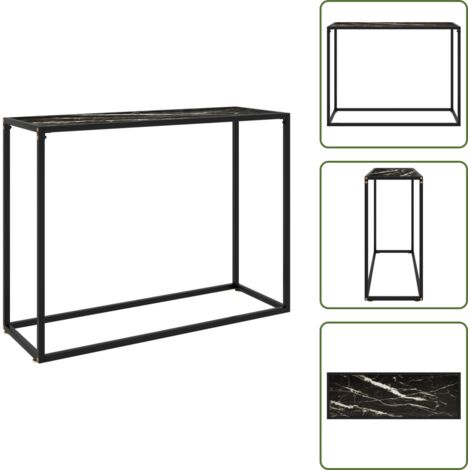 The Living Store Mesa consola vidrio templado negro 100x35x75 cm - Mesa auxiliar