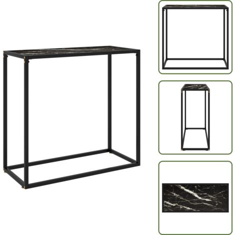 The Living Store Mesa consola vidrio templado negro 80x35x75 cm - Mesa auxiliar