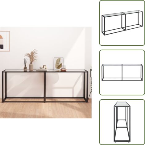 The Living Store Mesa consola vidrio templado transparente 200x35x75,5 cm - Mesa auxiliar