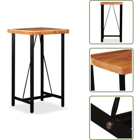 The Living Store Mesa de bar de madera maciza de acacia 60x60x107 cm - Madera maciza