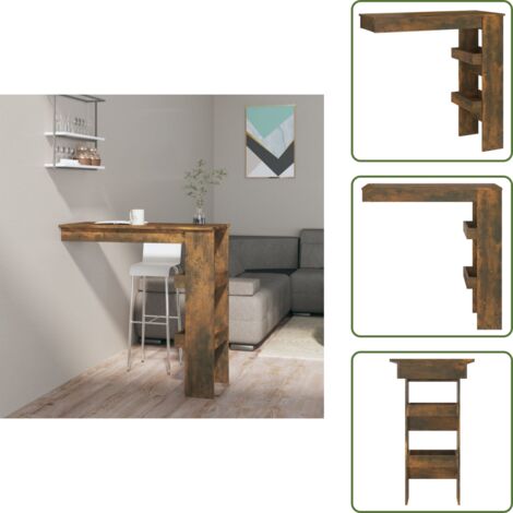 The Living Store Mesa de bar de pared contrachapada roble ahumado 102x45x103,5cm - Mesa de pared