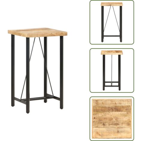 The Living Store Mesa de bar madera maciza de mango rugosa 60x60x107 cm - Madera maciza