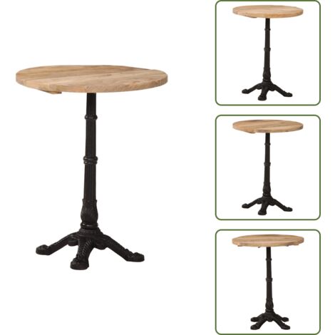 The Living Store Mesa de bistró madera de mango rugosa Ø60x76 cm - Madera de mango rugosa