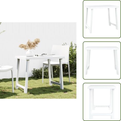 The Living Store Mesa de camping con aspecto de madera PP blanco 79x56x64 cm - Mesa de jardín