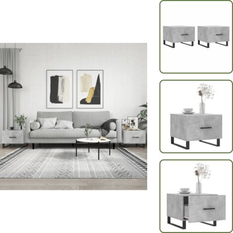 The Living Store Mesa de centro 2 uds madera ingeniería gris hormigón 50x50x40cm - Madera de ingeniería