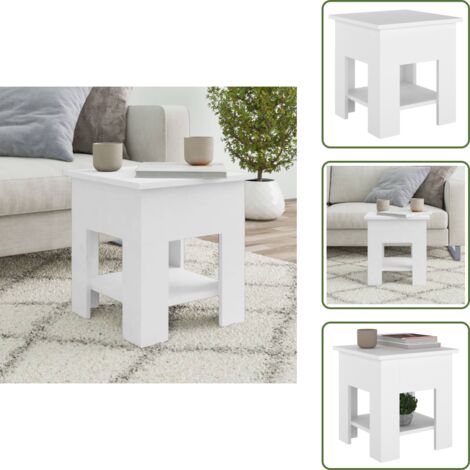 The Living Store Mesa de centro blanco madera contrachapada 40x40x42 cm - Mesa de salón