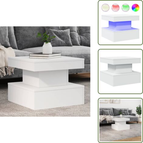 The Living Store Mesa de centro con luces LED blanco 50x50x40 cm - Luces LED