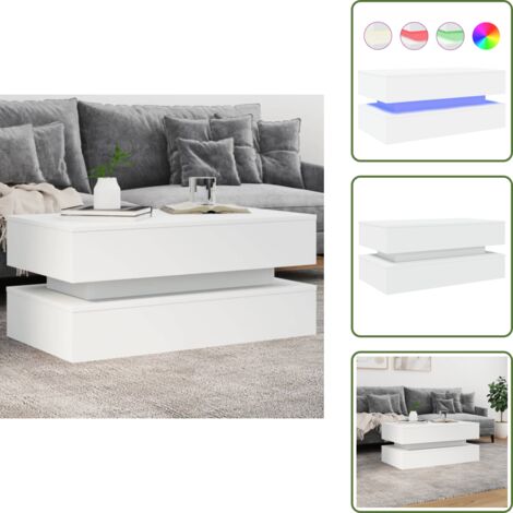 The Living Store Mesa de centro con luces LED blanco 90x50x40 cm - Luces LED