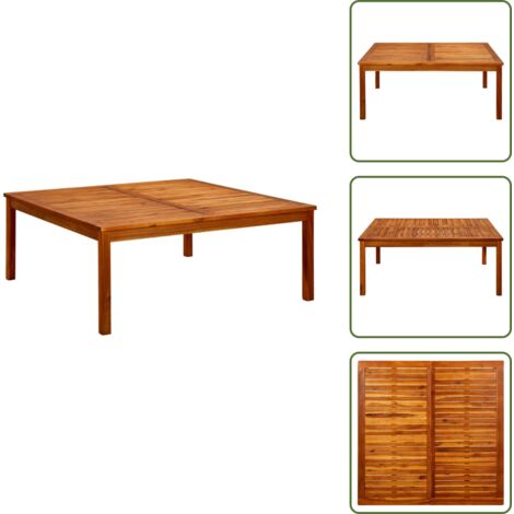 The Living Store Mesa de centro de jardín madera maciza de acacia 110x110x45 cm - Mesa de centro
