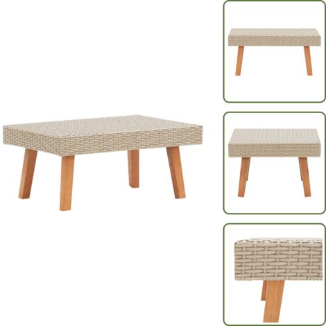 The Living Store Mesa de centro de jardín ratán sintético beige - Mesa de patio