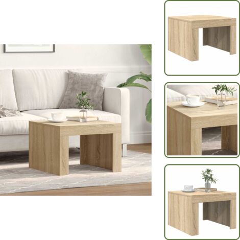 The Living Store Mesa de centro de madera contrachapada color roble 50x50x35 cm - Mesa de salón