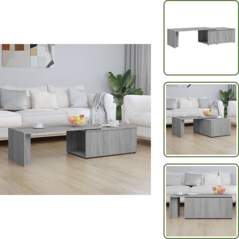 The Living Store Mesa de centro de madera contrachapada gris Sonoma 150x50x35 cm - Madera contrachapada