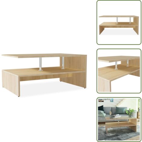 The Living Store Mesa de centro de madera de ingeniería blanca 90x59x42 cm - Mesa de madera