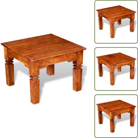The Living Store Mesa de centro de madera maciza 60x60x45 cm - Madera maciza