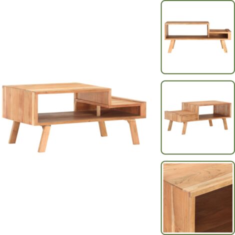 The Living Store Mesa de centro de madera maciza de acacia 100x50x45 cm - Madera maciza