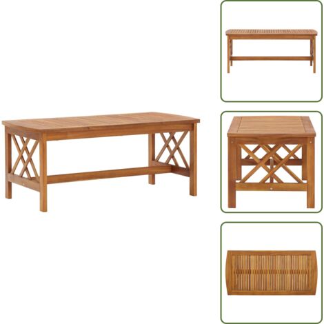 The Living Store Mesa de centro de madera maciza de acacia 102x50x43 cm - Madera de acacia