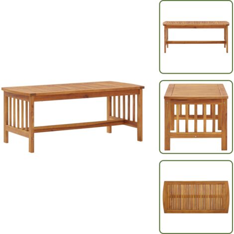 The Living Store Mesa de centro de madera maciza de acacia 102x50x43 cm - Madera de acacia