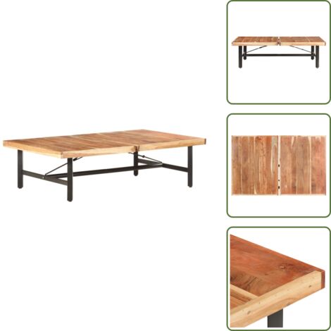 The Living Store Mesa de centro de madera maciza de acacia 142x90x42 cm - Madera maciza