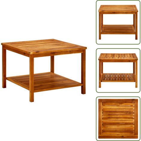 The Living Store Mesa de centro de madera maciza de acacia 60x60x45 cm - Madera maciza