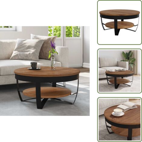 The Living Store Mesa de centro de madera maciza de acacia 65x65x32 cm - Mesa de madera