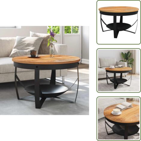 The Living Store Mesa de centro de madera maciza de acacia Ø68x43 cm - Mesa de madera