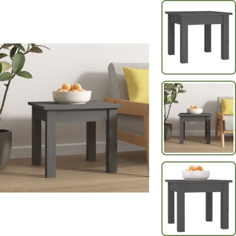 The Living Store Mesa de centro de madera maciza de pino gris 35x35x30 cm - Madera de pino