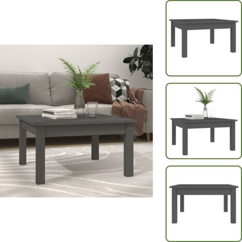 The Living Store Mesa de centro de madera maciza de pino gris 55x55x30 cm - Madera de pino
