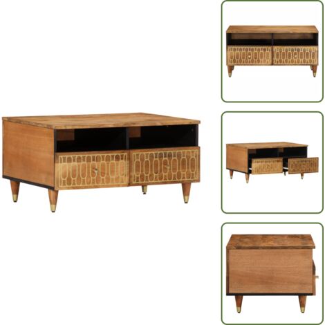The Living Store Mesa de centro de madera maciza mango 80x54x40 cm - Madera de mango