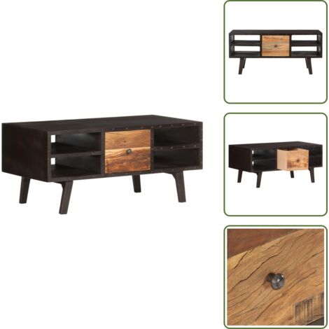 The Living Store Mesa de centro de madera maciza reciclada 100x50x45 cm - Madera reciclada