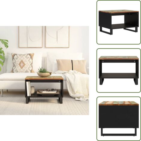 The Living Store Mesa de centro de madera maciza reciclada 60x50x40 cm - Madera reciclada